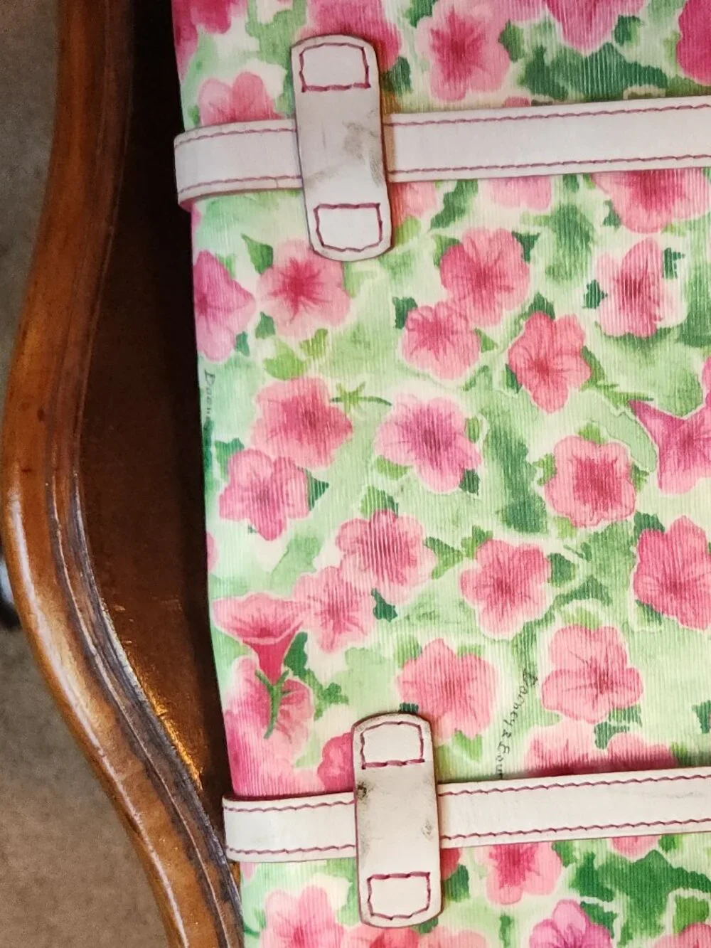 Vintage Dooney & Bourke Pink Petunia East West Shopper / Leisure Tote